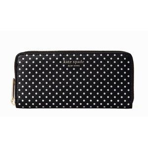 New Kate Spade Spencer Metallic Dot Slim Continental Wallet Black Multi